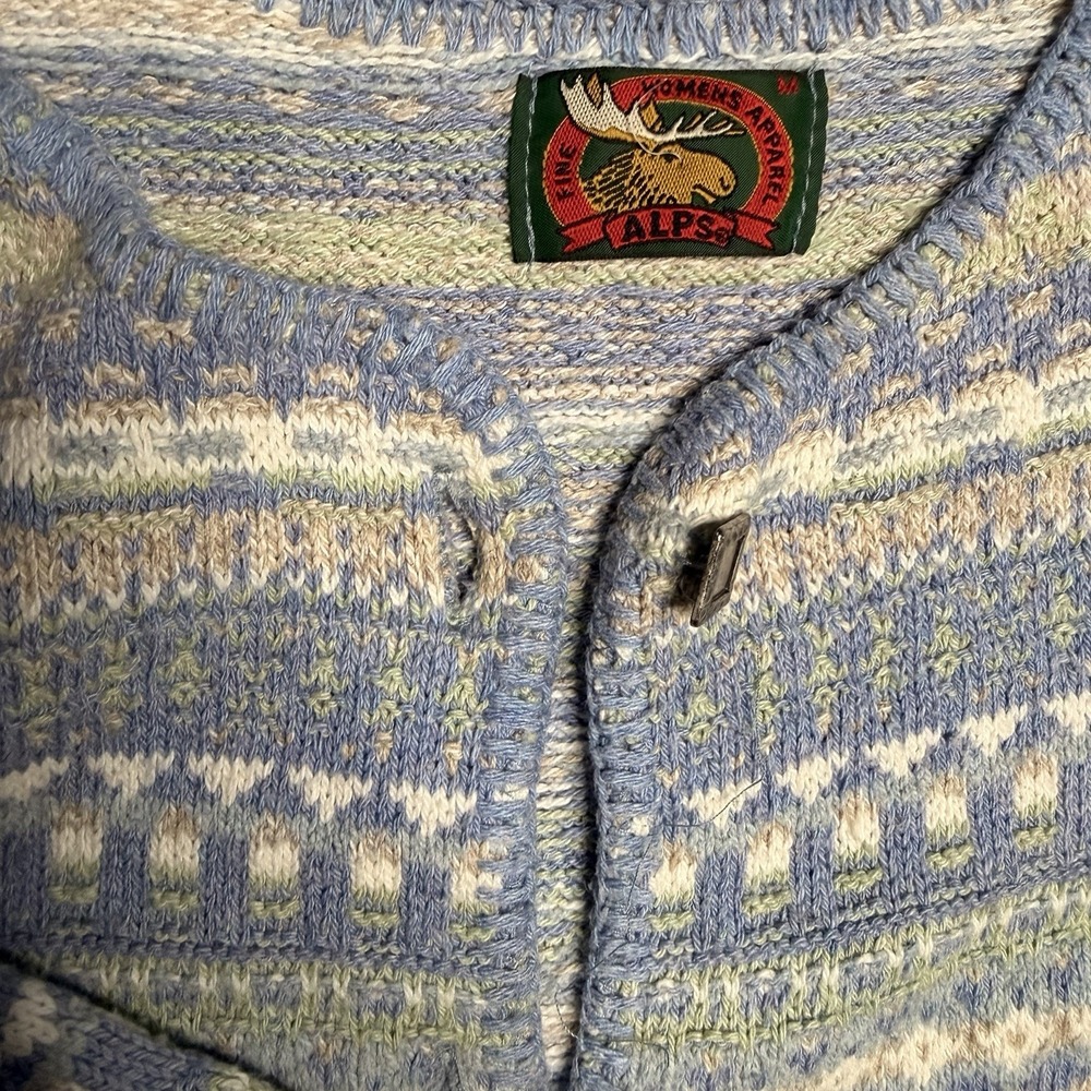 Vintage Alps Fine Womens Apparel Cardigan Sweater Made in USA Multicolor SZ-M - Picture 6 of 16